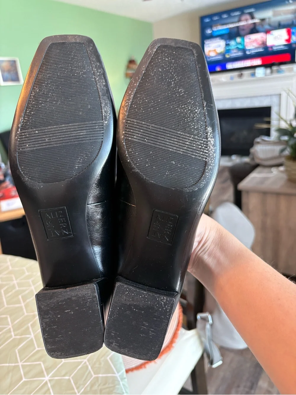 Naturalizer Black Square-Toe Leather Flats